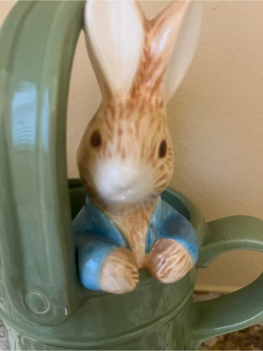 Vintage Beatrix Potter Teleflora Bunny Watering Can Planter with Peter Rabbit